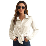 Women's Solid Color Satin Satin Long Sleeve Blouse