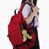 Frog Schoolbag Pendant Keychain Cute Plush Doll