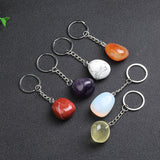 Natural Crystal Stone Key Chain Handmade DIY