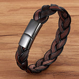 Men's Fashion Stainless Steel Leather Bracelet