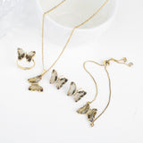 Lucky Crystal Butterfly Four-piece Suit Color Necklace