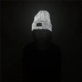 Reflective Beanie Hat Women Skullies Autumn Winter