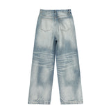 Washed Gradient Tie-dye Denim Trousers Men's Trendy Punk