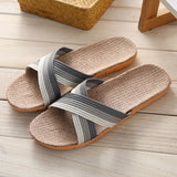 Linen Slippers Home Couple Indoor Wooden Floor Home Thick-soled