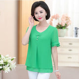 Mom Summer Clothes Chiffon Small Shirt Plus Size Loose