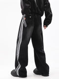 Men's Japanese Style Striped Jeans Loose Trousers