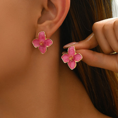 Women's Earrings Flower Flower Oiling Design