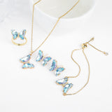 Lucky Crystal Butterfly Four-piece Suit Color Necklace