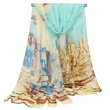 Women's Silk Scarf Sailing Oil Painting Printed Scarf