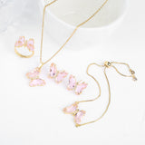 Lucky Crystal Butterfly Four-piece Suit Color Necklace