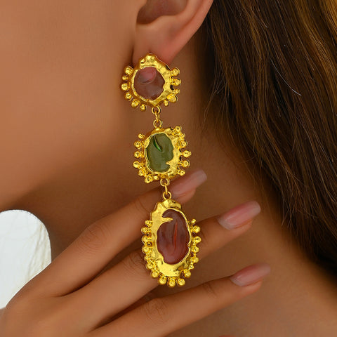 Retro Trendy Earrings Inlaid Crystal Ladies