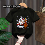 Fashionable Christmas New Santa Claus Elk Children's T-shirt