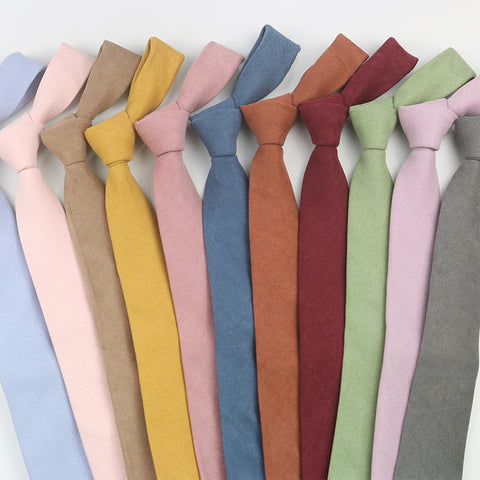 Korean Style Casual Suede Pure Color Artistic Shirt Macaron Color 7cm Hand Tie