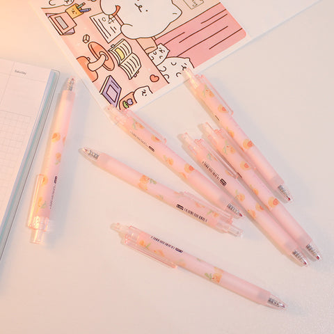 Cute Peach Press Gel Pen Korean Stationery Kawaii Gel Ink Rollerball Pens - UNBEATABLE STORE