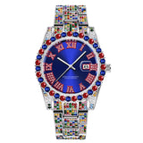 Hip Hop Men Fashion Color Full Diamond Date Quartz Watches