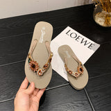 Summer New SUNFLOWER Outer Wear Flat High-grade Diamond-embedded Beach Slippers