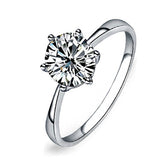 Female Six-claw Crystal Zircon Simple Ring