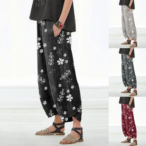 Floral wide-leg pants