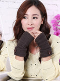 Button short wool crochet mittens knitted ladies warm gloves