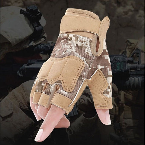 Men's And Women's Camouflage Short Finger Outdoor Sports Motorcycle Riding Gloves