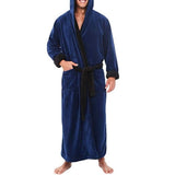 Men BathRobe Flannel Hooded Thick Casual Winter