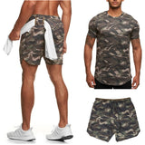 Two-Piece Short-Sleeved Suit Fitness Leisure Camouflage Sportswear