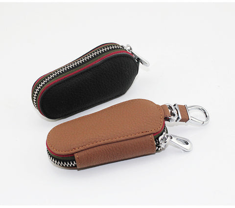 Car key bag universal leather zipper key pack