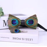 Men's Bow Tie Peacock Big Eyes Blue Feather