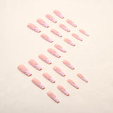 Heart Stripe Fake Nails