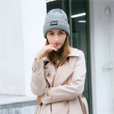 Reflective Beanie Hat Women Skullies Autumn Winter