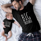 Black Round Neck Printed Parent-child Short Sleeve Cotton