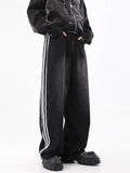 Men's Japanese Style Striped Jeans Loose Trousers