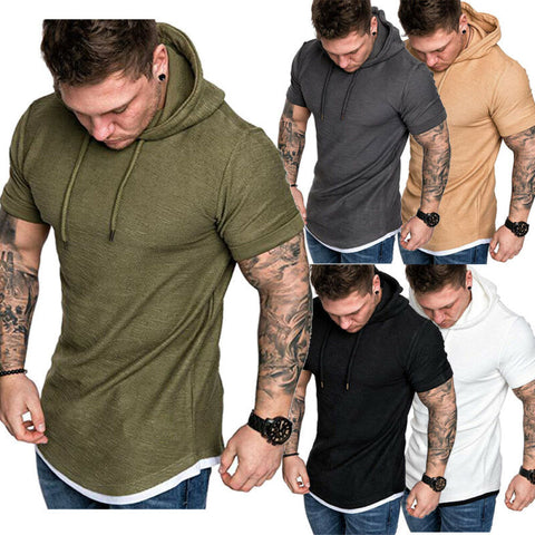 Solid color hooded T-shirt