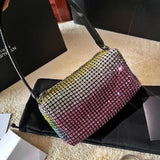 Small Square Bag Portable Rhinestone Satin Surface