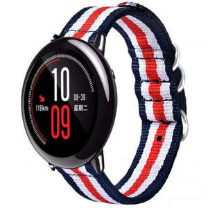 For 22mm 20mm Fashion Striped Nylon Canvas Strap