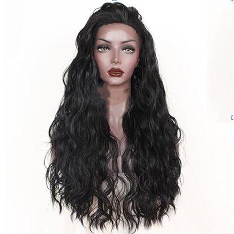 Front lace synthetic long curly hair