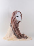 Women's Two-tone Gradient Pearl Chiffon Lace Sequined Scarf