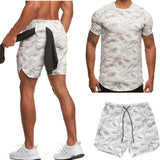 Two-Piece Short-Sleeved Suit Fitness Leisure Camouflage Sportswear