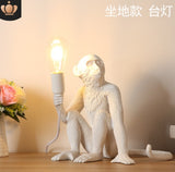 Resin Black White Gold Monkey Lamp Pendant Light For Living Room Lamps Art Parlor Study Room Led Lights lustre With