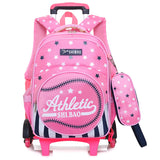 Waterproof Children's Three-Wheeled Trolley School Bag