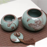 Sealed Storage Tea Lotus Bamboo Ceramic Pot