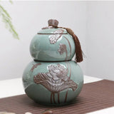 Sealed Storage Tea Lotus Bamboo Ceramic Pot