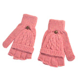 1 Pair Women Hand Warmer Flip Gloves Gift Soft Half Finger Mittens Gloves Knitted Thicken Artificial Wool Thermal Autumn Winter