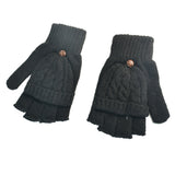 1 Pair Women Hand Warmer Flip Gloves Gift Soft Half Finger Mittens Gloves Knitted Thicken Artificial Wool Thermal Autumn Winter