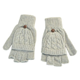 1 Pair Women Hand Warmer Flip Gloves Gift Soft Half Finger Mittens Gloves Knitted Thicken Artificial Wool Thermal Autumn Winter