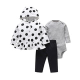 Three-Piece Baby Long-Sleeved Hooded Sweater And Romper For Men And Women