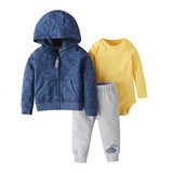 Three-Piece Baby Long-Sleeved Hooded Sweater And Romper For Men And Women