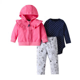 Three-Piece Baby Long-Sleeved Hooded Sweater And Romper For Men And Women