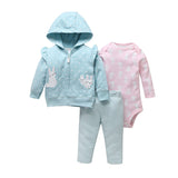 Three-Piece Baby Long-Sleeved Hooded Sweater And Romper For Men And Women