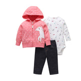 Three-Piece Baby Long-Sleeved Hooded Sweater And Romper For Men And Women